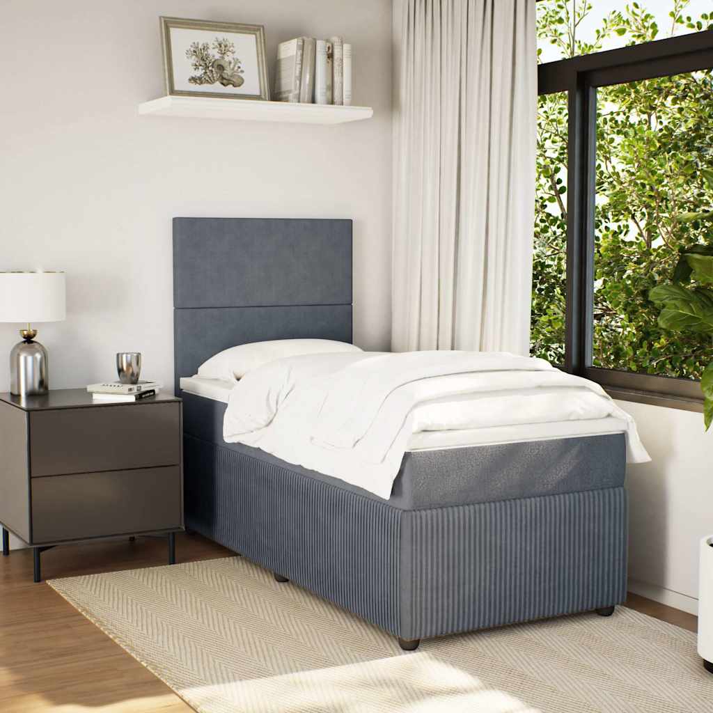 Box spring krevet s madracem tamnosivi 80 x 200 cm baršunasti
