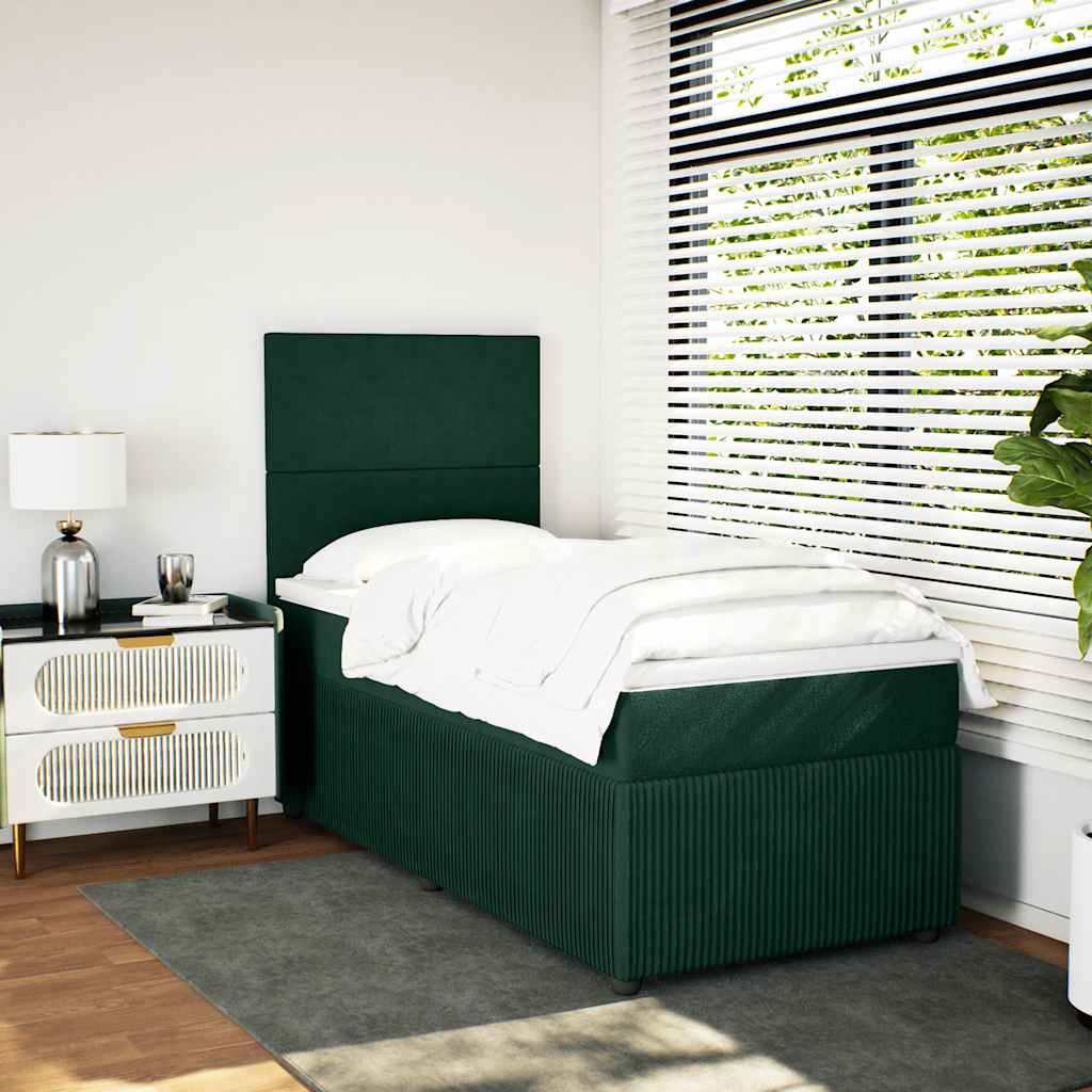 Box spring krevet s madracem tamnozeleni 80 x 200 cm baršunasti