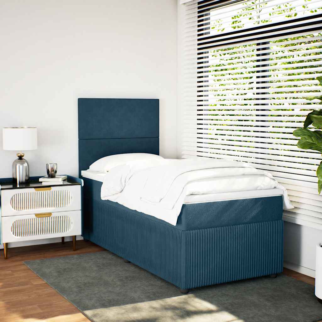 Box spring krevet s madracem plavi 80 x 200 cm baršunasti