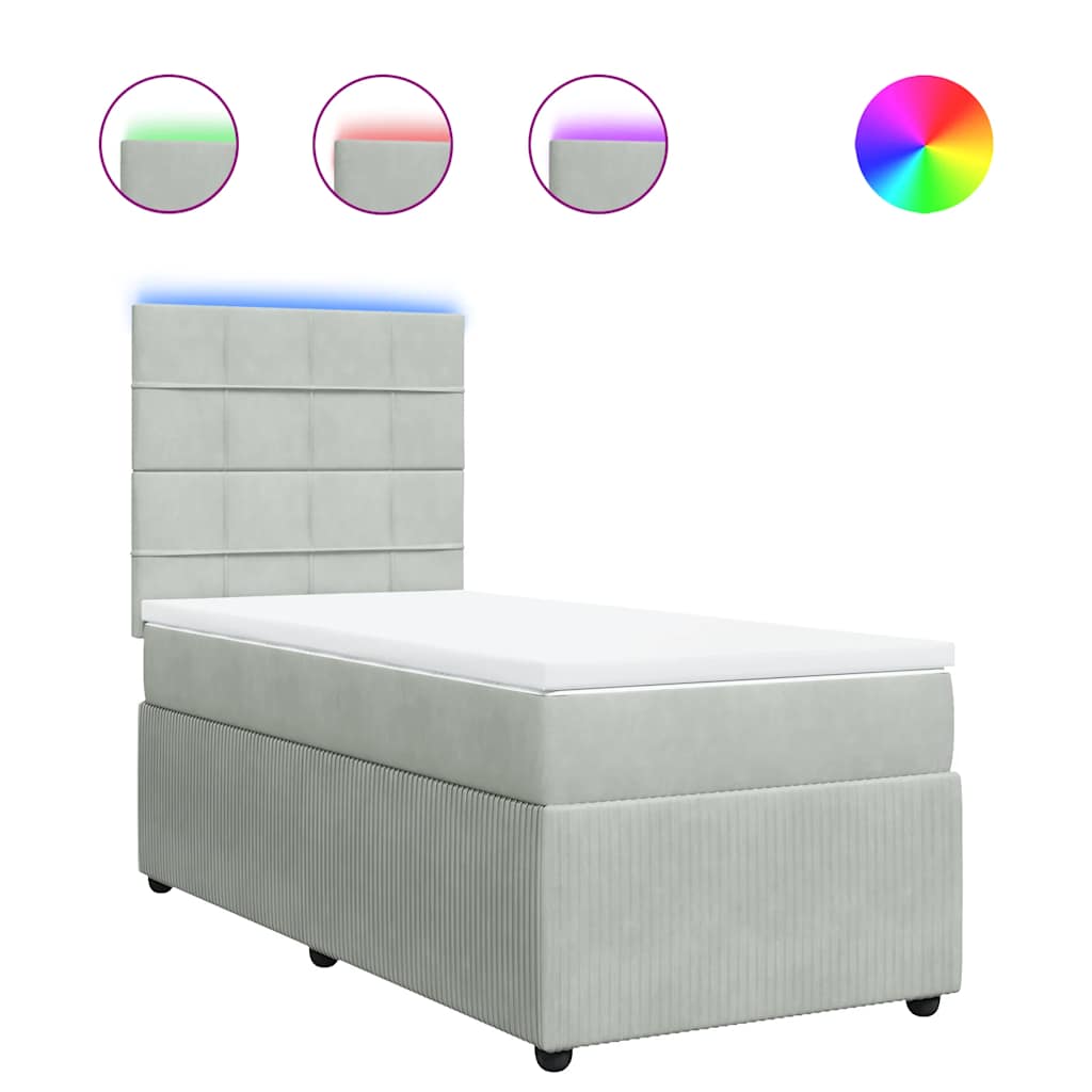 Box spring krevet s madracem svjetlosivi 80 x 200 cm baršunasti