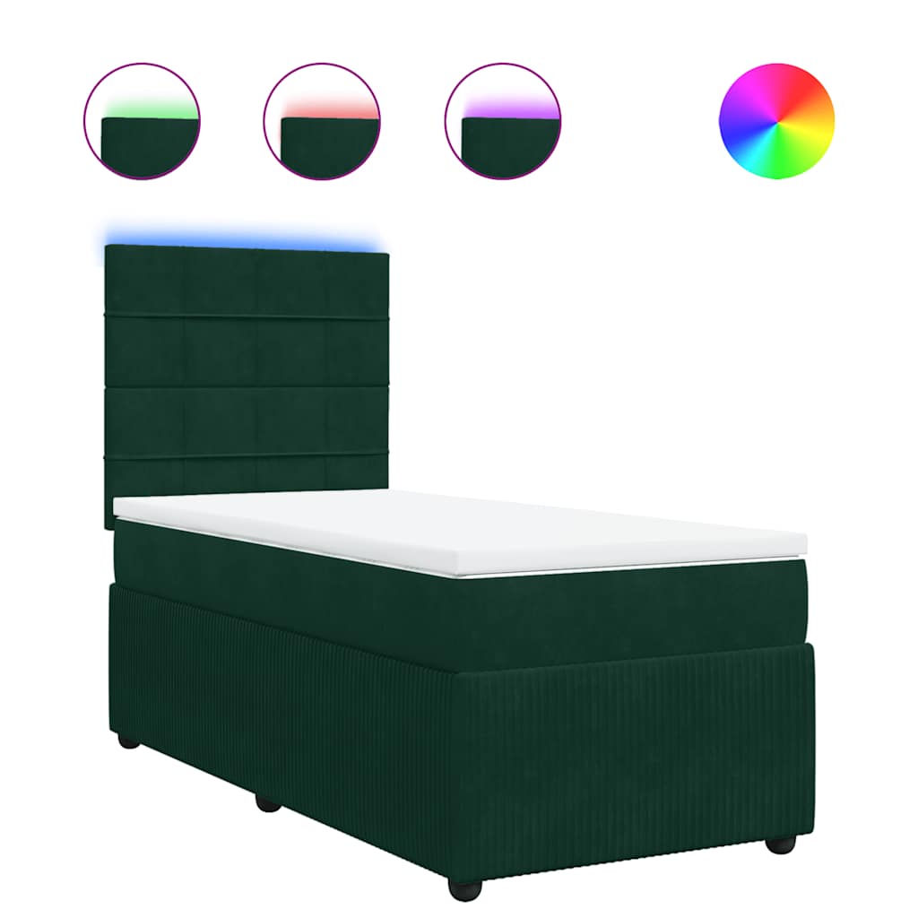Box spring krevet s madracem tamnozeleni 80 x 200 cm baršunasti
