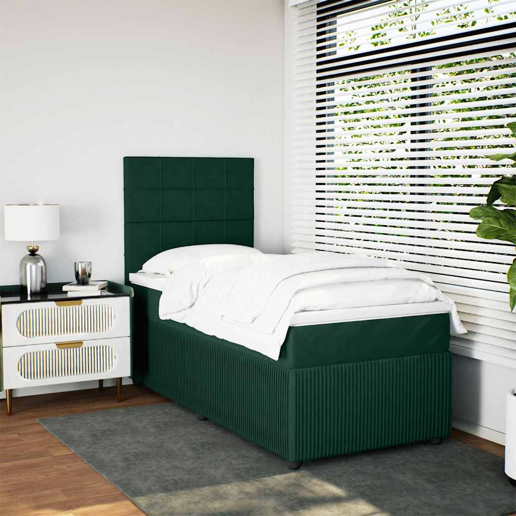 Box spring krevet s madracem tamnozeleni 80 x 200 cm baršunasti