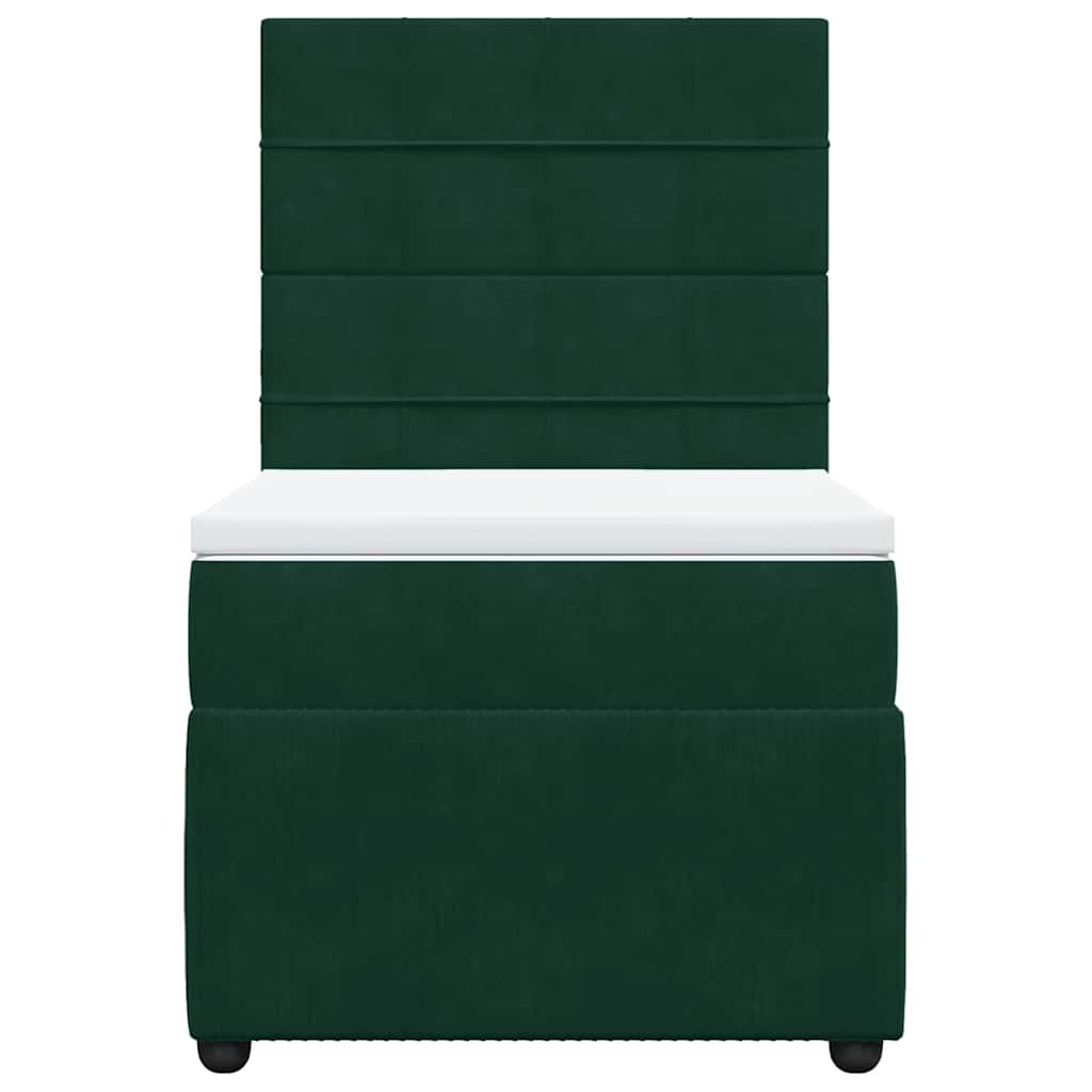 Box spring krevet s madracem tamnozeleni 80 x 200 cm baršunasti