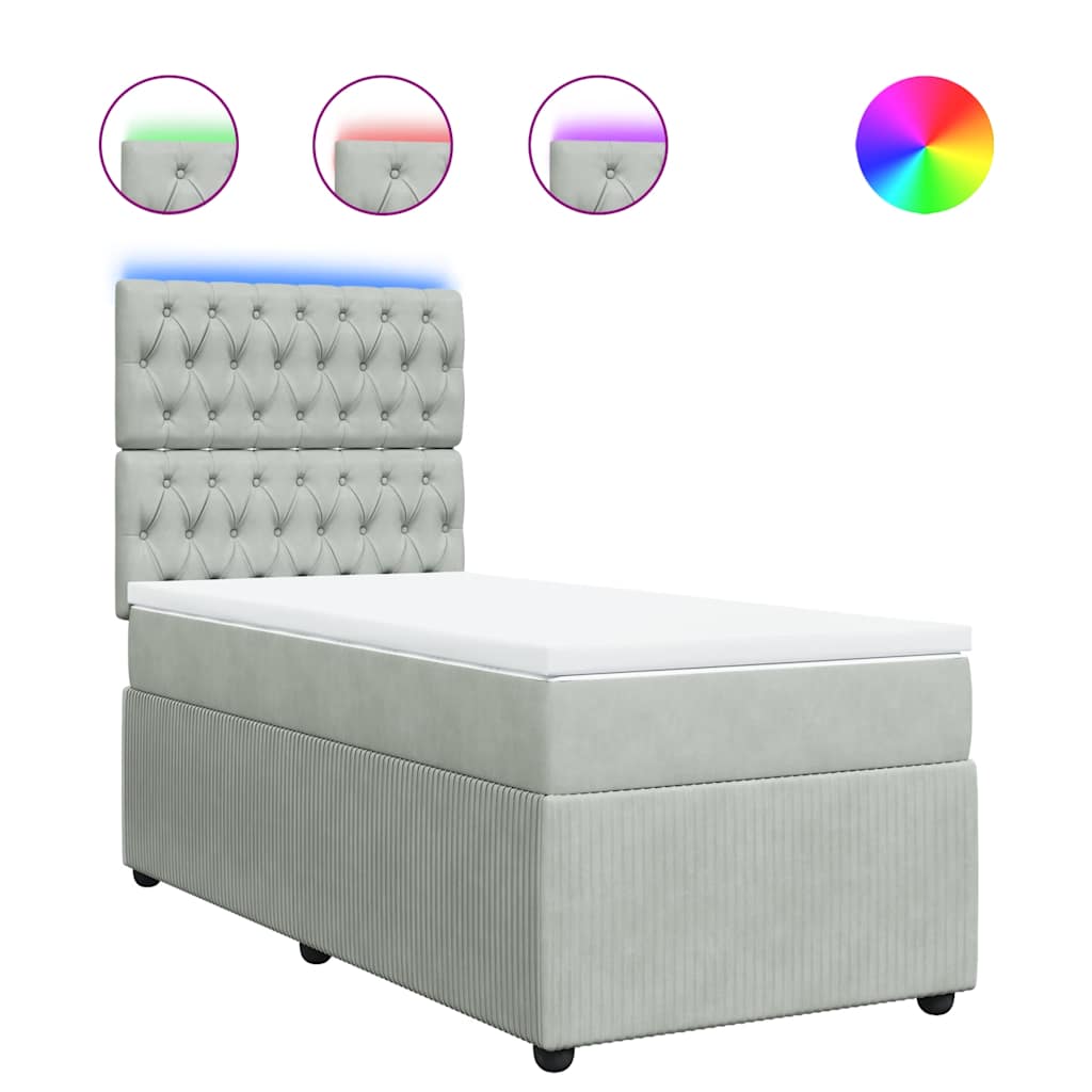 Box spring krevet s madracem svjetlosivi 80 x 200 cm baršunasti
