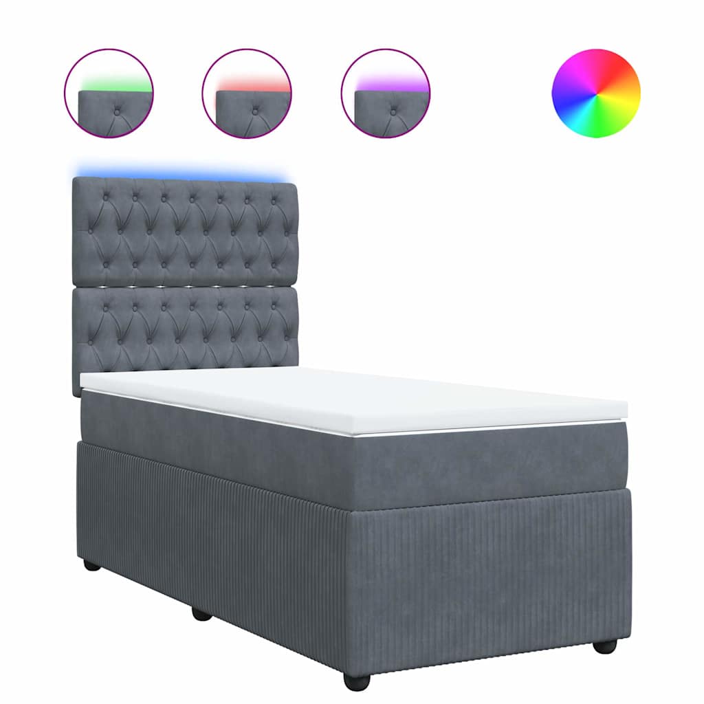 Box spring krevet s madracem tamnosivi 80 x 200 cm baršunasti