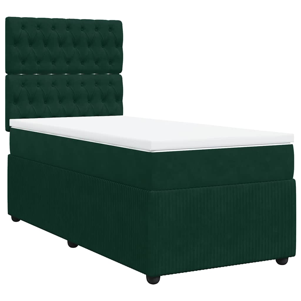 Box spring krevet s madracem tamnozeleni 80 x 200 cm baršunasti