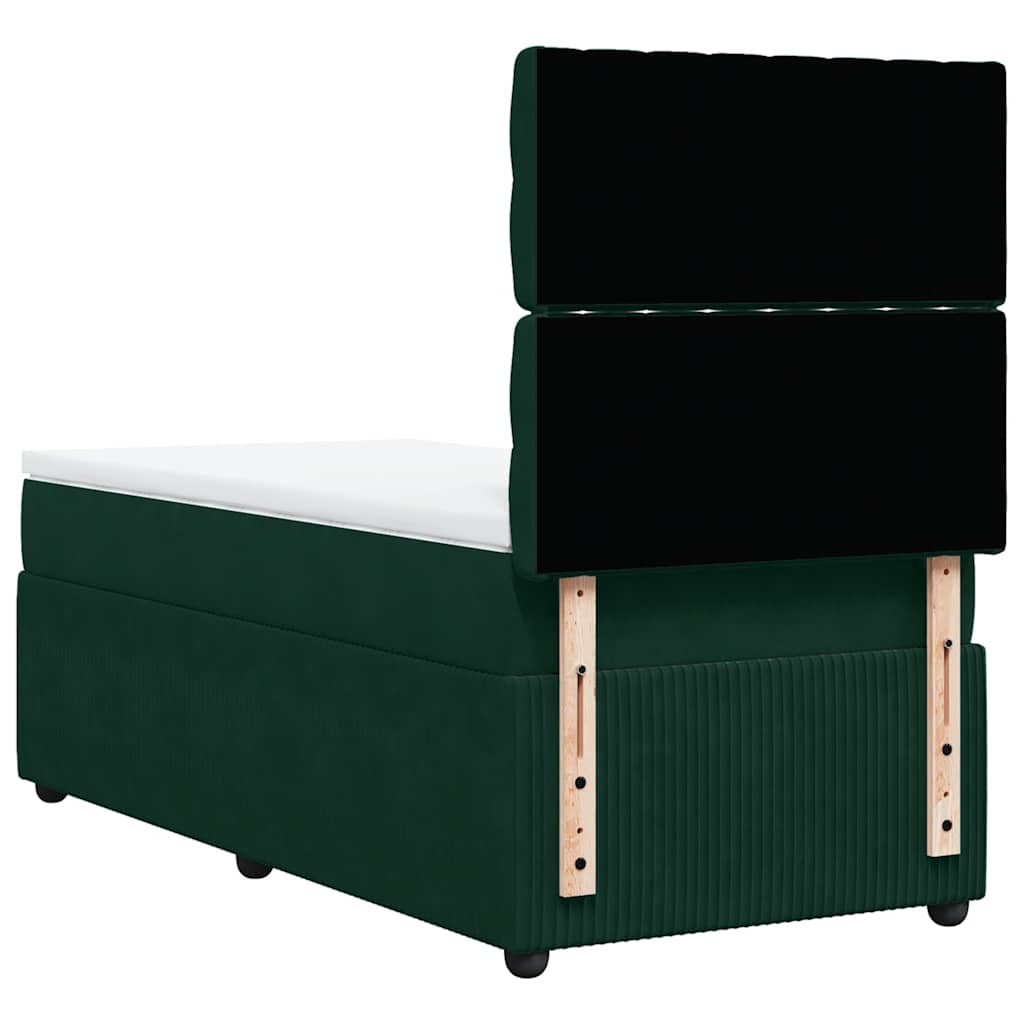 Box spring krevet s madracem tamnozeleni 80 x 200 cm baršunasti