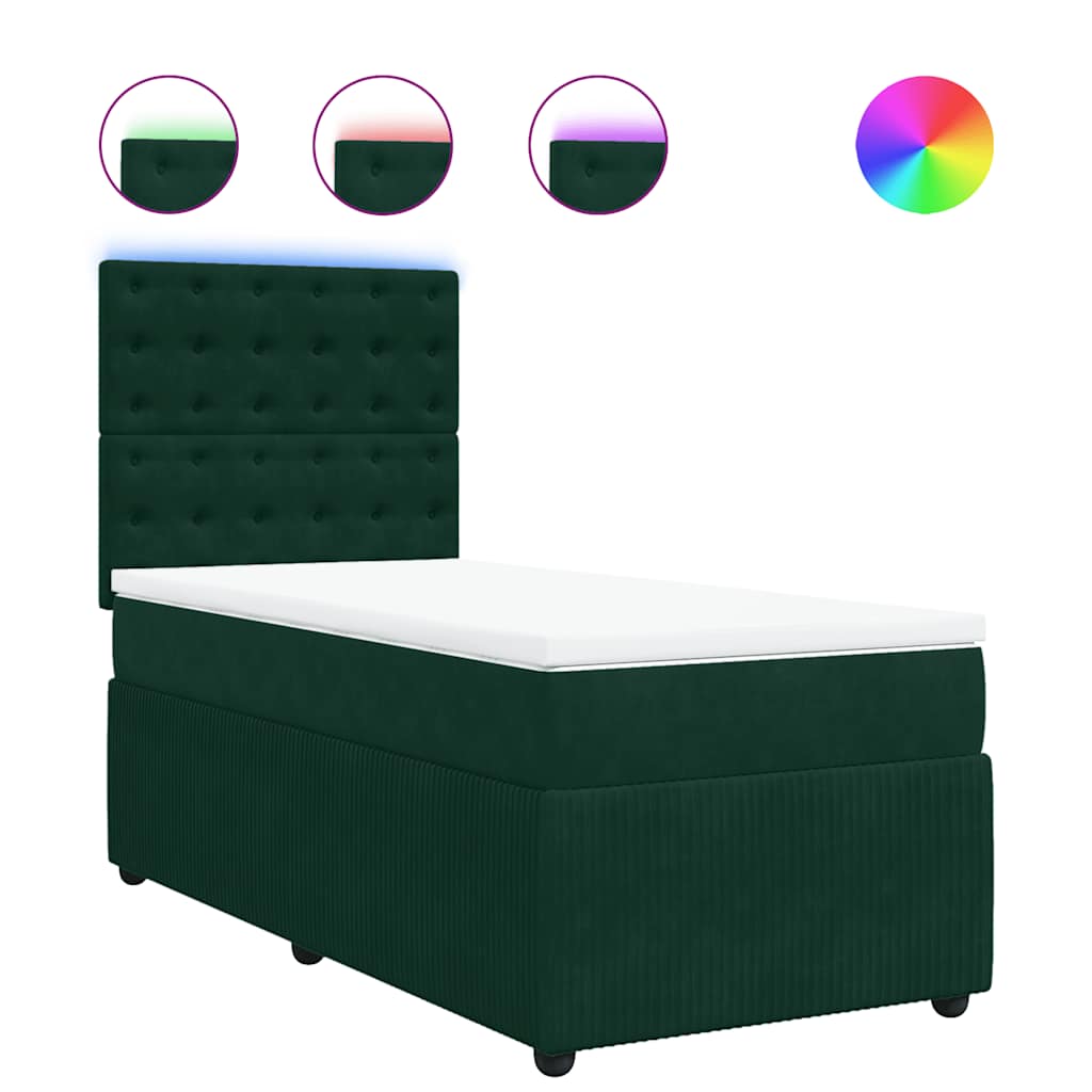 Box spring krevet s madracem tamnozeleni 80 x 200 cm baršunasti