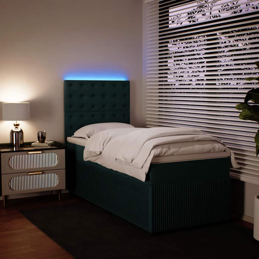 Box spring krevet s madracem tamnozeleni 80 x 200 cm baršunasti