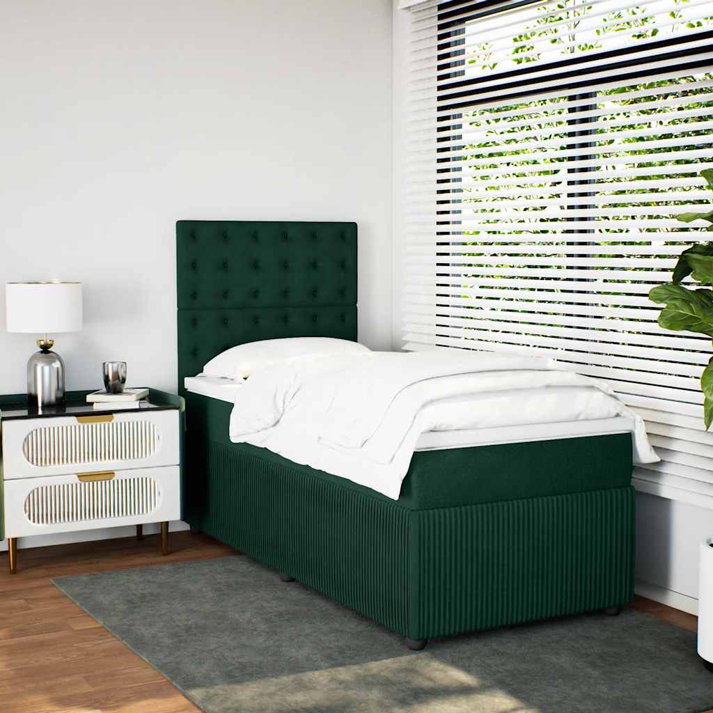 Box spring krevet s madracem tamnozeleni 80 x 200 cm baršunasti