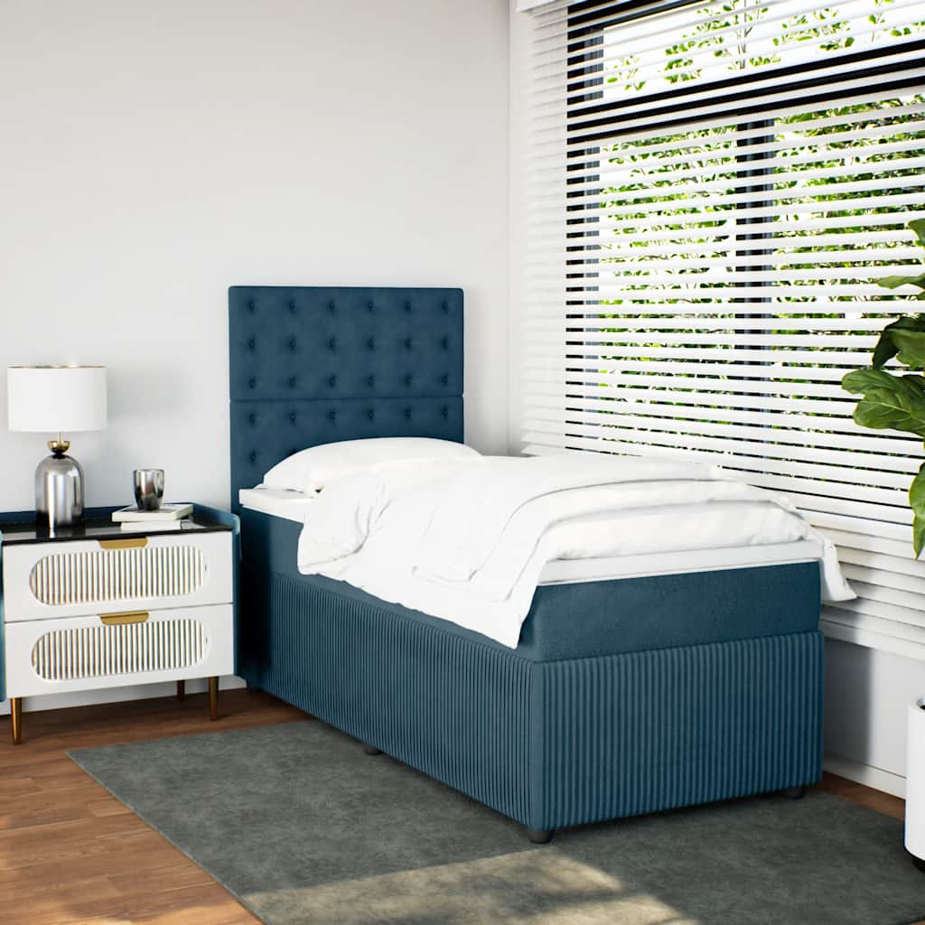 Box spring krevet s madracem plavi 80 x 200 cm baršunasti