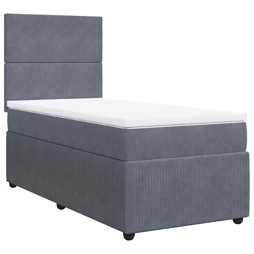 Box spring krevet s madracem tamnosivi 90x190 cm baršunasti