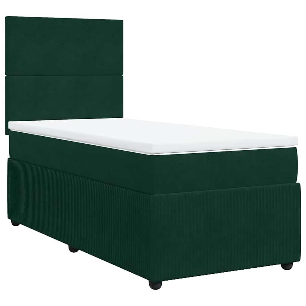 Box spring krevet s madracem tamnozeleni 90x190 cm baršunasti