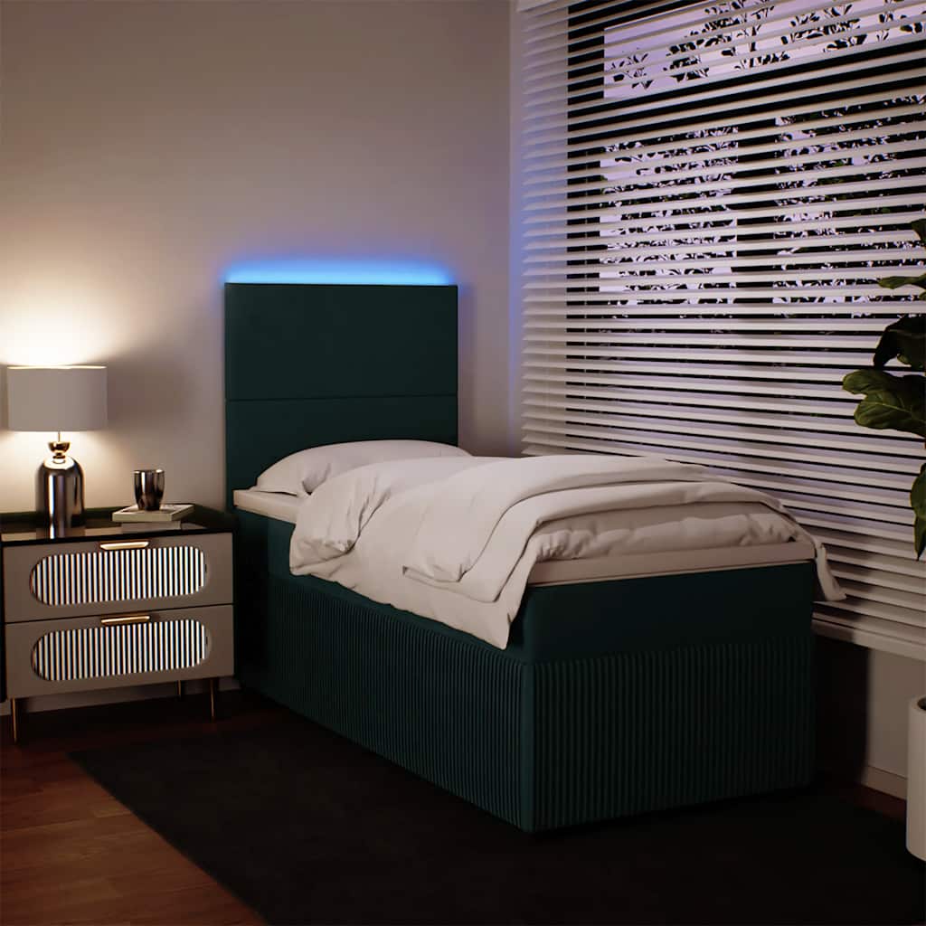 Box spring krevet s madracem tamnozeleni 90x190 cm baršunasti