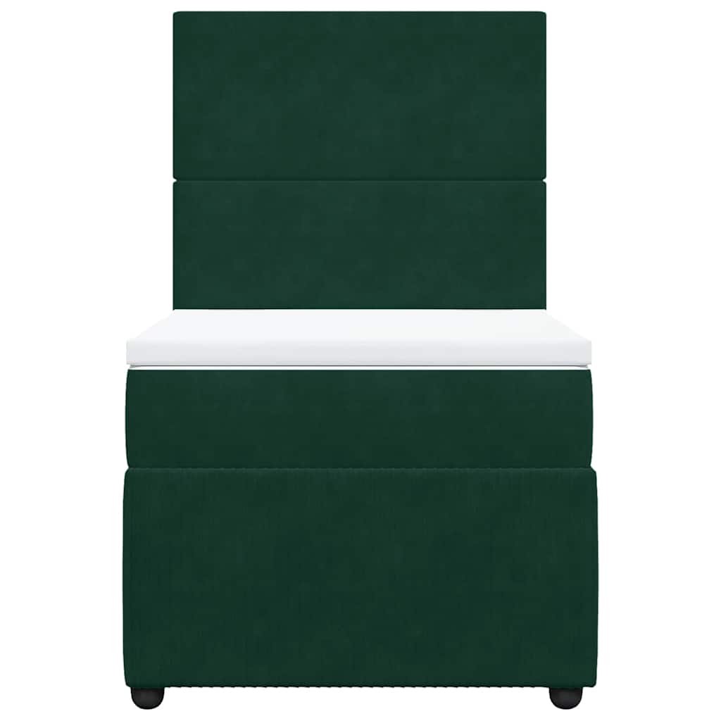 Box spring krevet s madracem tamnozeleni 90x190 cm baršunasti