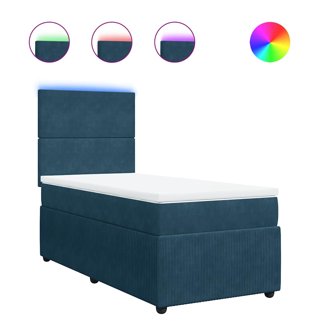 Box spring krevet s madracem plavi 90x190 cm baršunasti
