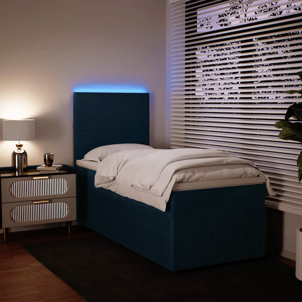 Box spring krevet s madracem plavi 90x190 cm baršunasti