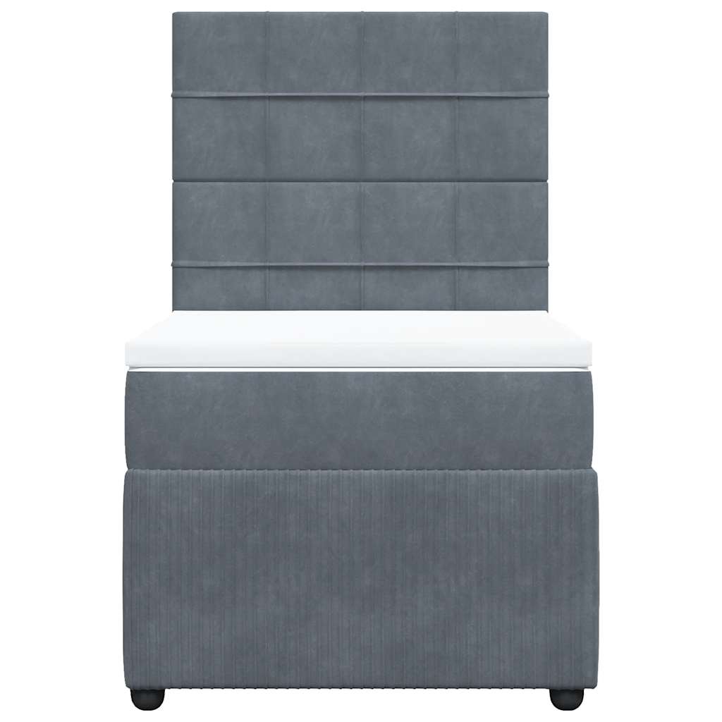 Box spring krevet s madracem tamnosivi 90x190 cm baršunasti