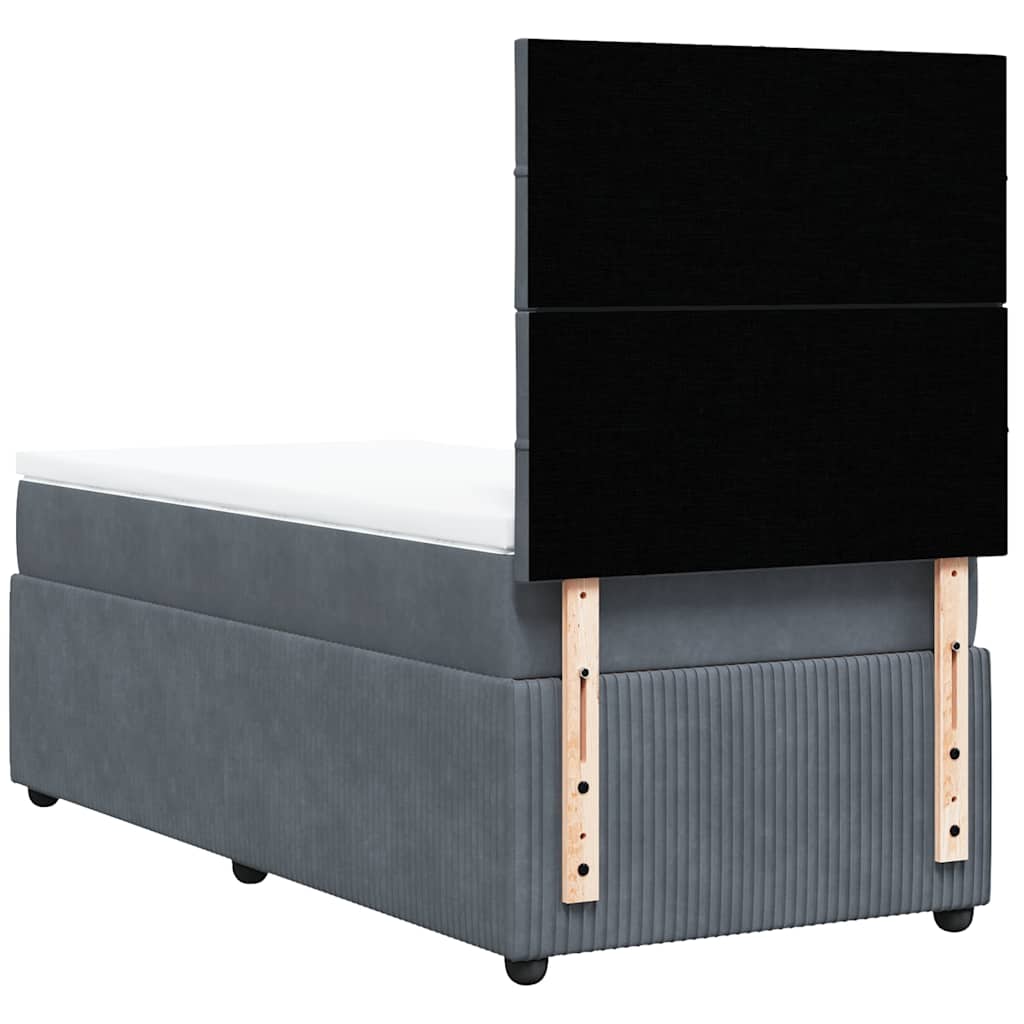 Box spring krevet s madracem tamnosivi 90x190 cm baršunasti