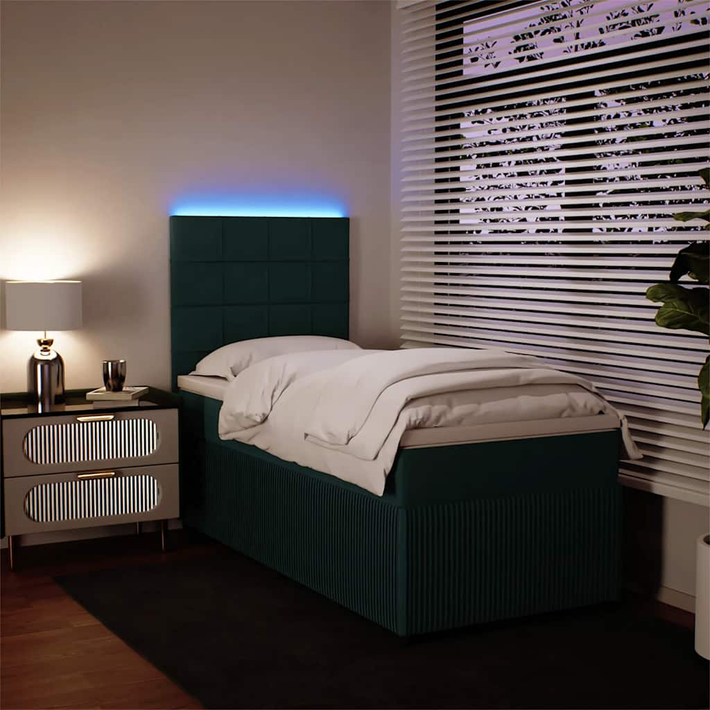 Box spring krevet s madracem tamnozeleni 90x190 cm baršunasti