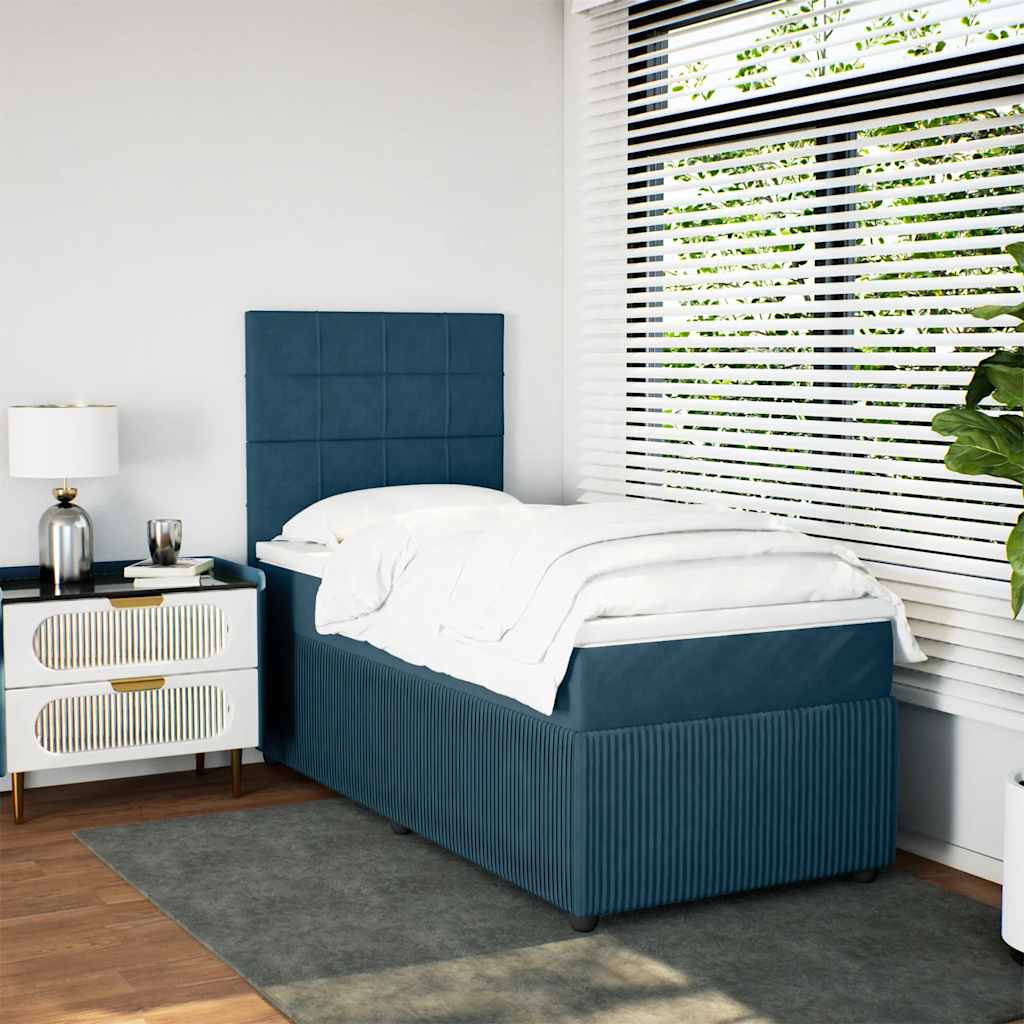 Box spring krevet s madracem plavi 90x190 cm baršunasti