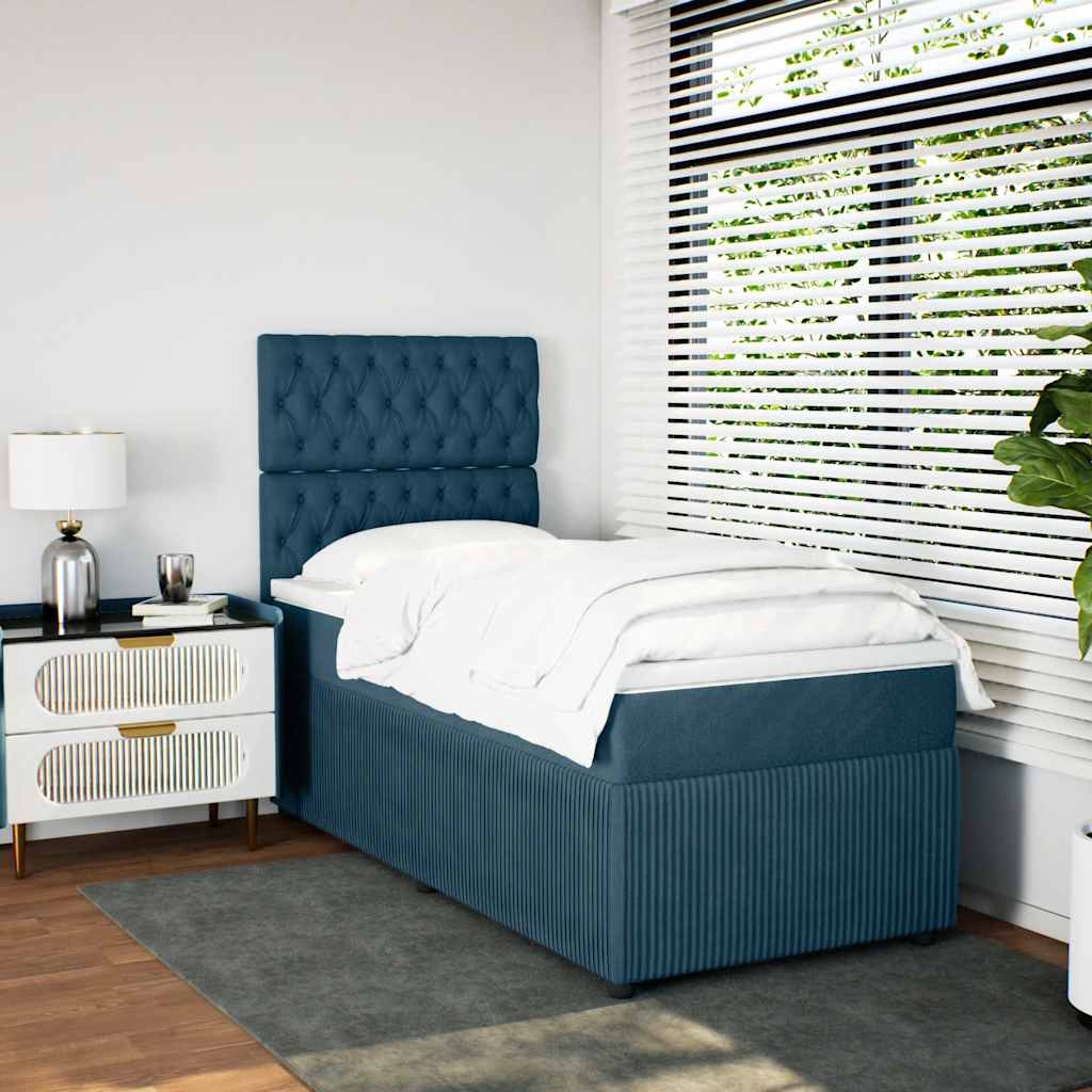Box spring krevet s madracem plavi 90x190 cm baršunasti