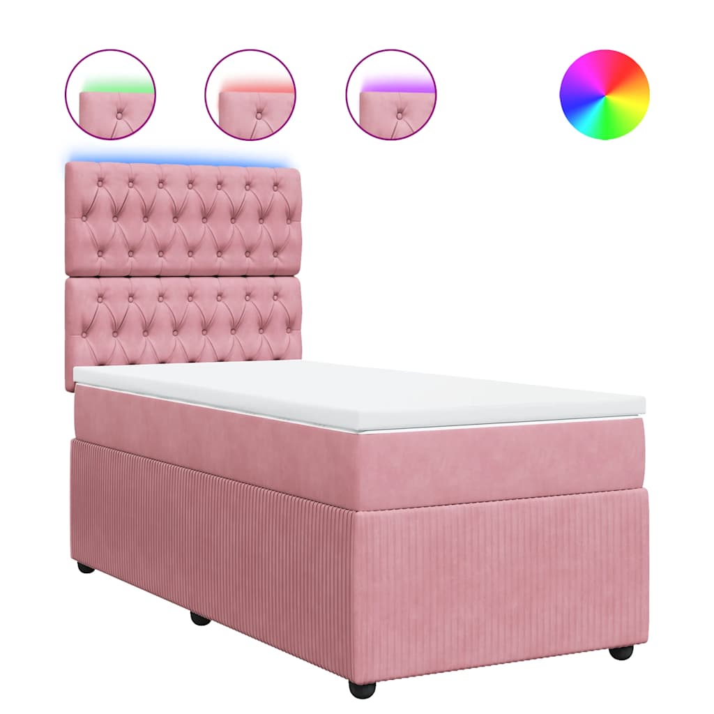 Box spring krevet s madracem ružičasti 90x190 cm baršunasti