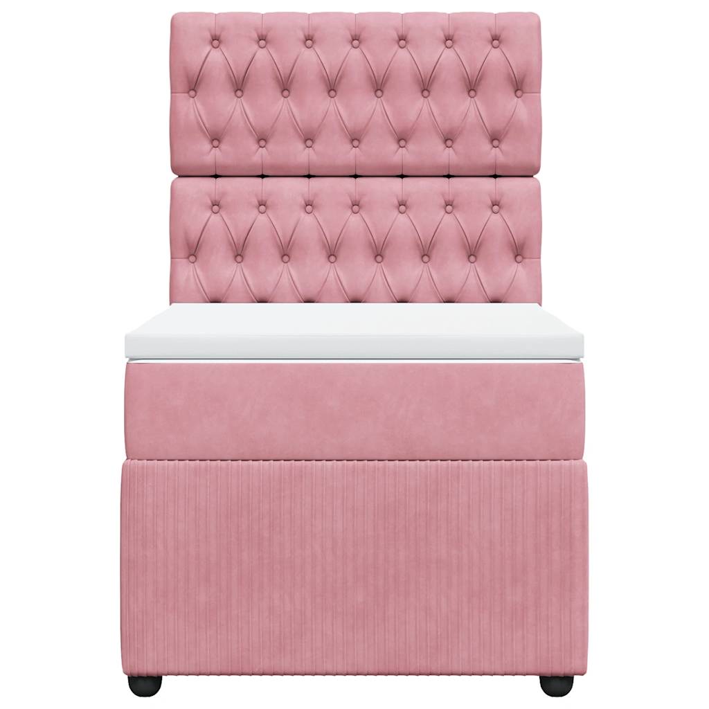 Box spring krevet s madracem ružičasti 90x190 cm baršunasti