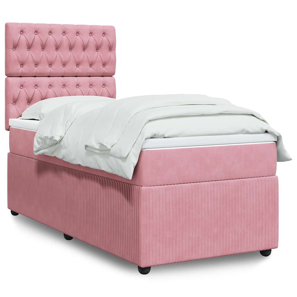 Box spring krevet s madracem ružičasti 90x190 cm baršunasti