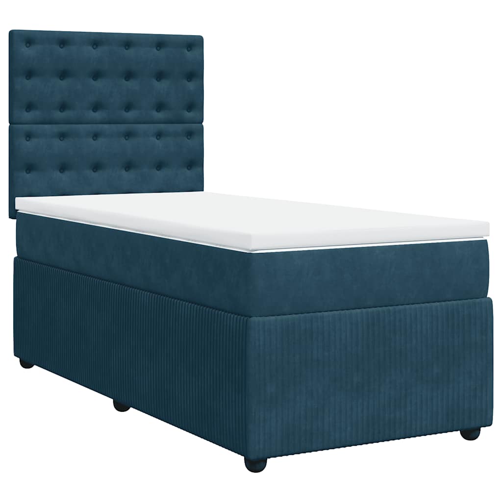 Box spring krevet s madracem plavi 90x190 cm baršunasti