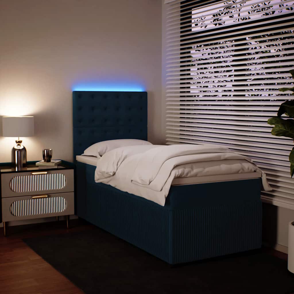 Box spring krevet s madracem plavi 90x190 cm baršunasti