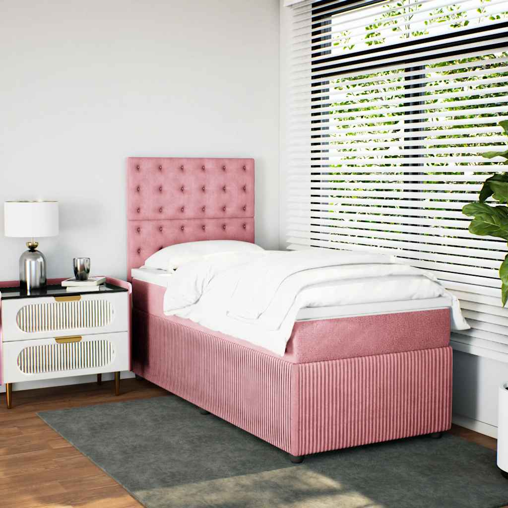 Box spring krevet s madracem ružičasti 90x190 cm baršunasti