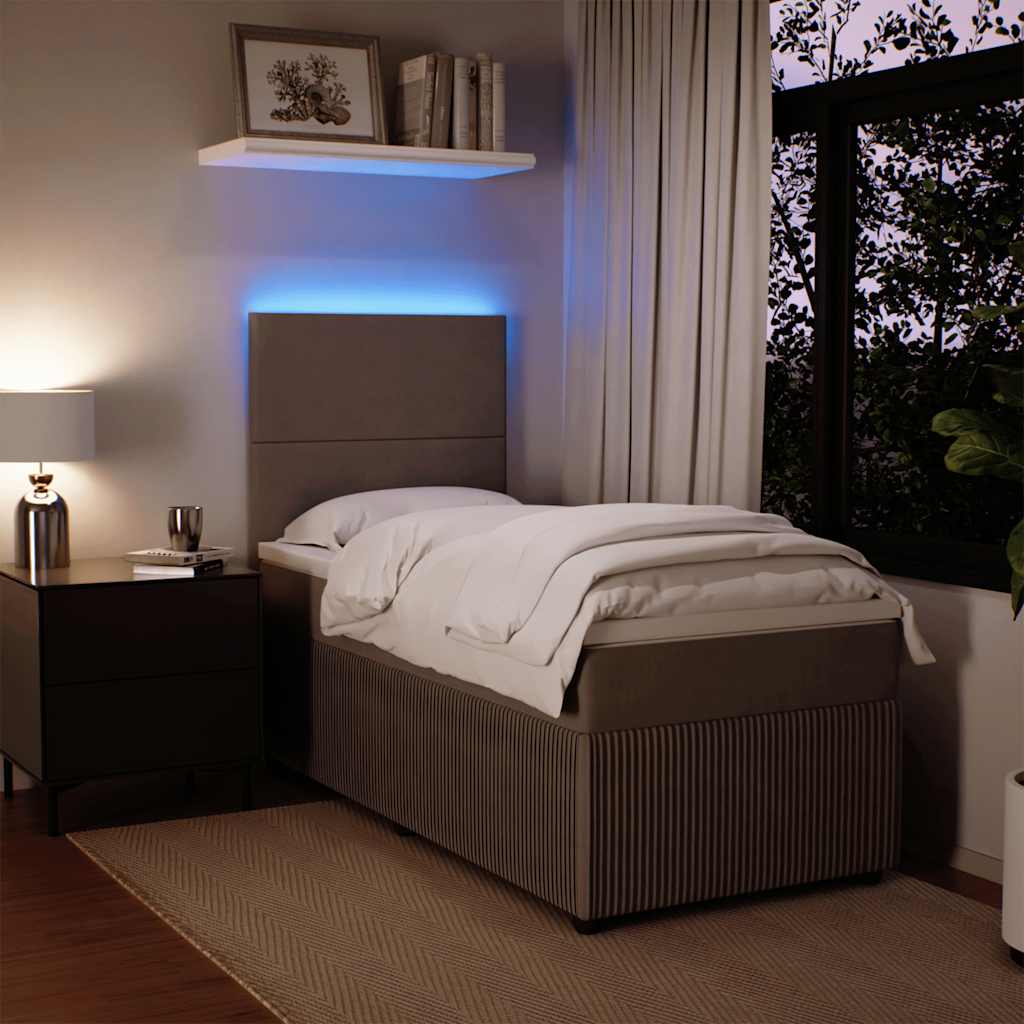 Box spring krevet s madracem svjetlosivi 90x190 cm baršunasti
