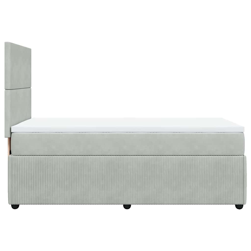Box spring krevet s madracem svjetlosivi 90x190 cm baršunasti