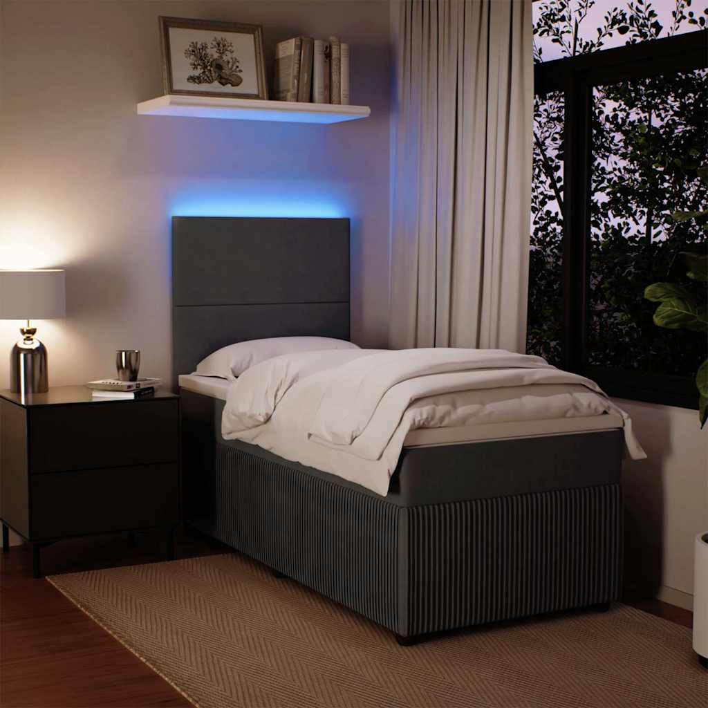 Box spring krevet s madracem tamnosivi 90x200 cm baršunasti