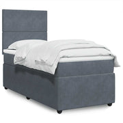 Box spring krevet s madracem tamnosivi 90x200 cm baršunasti