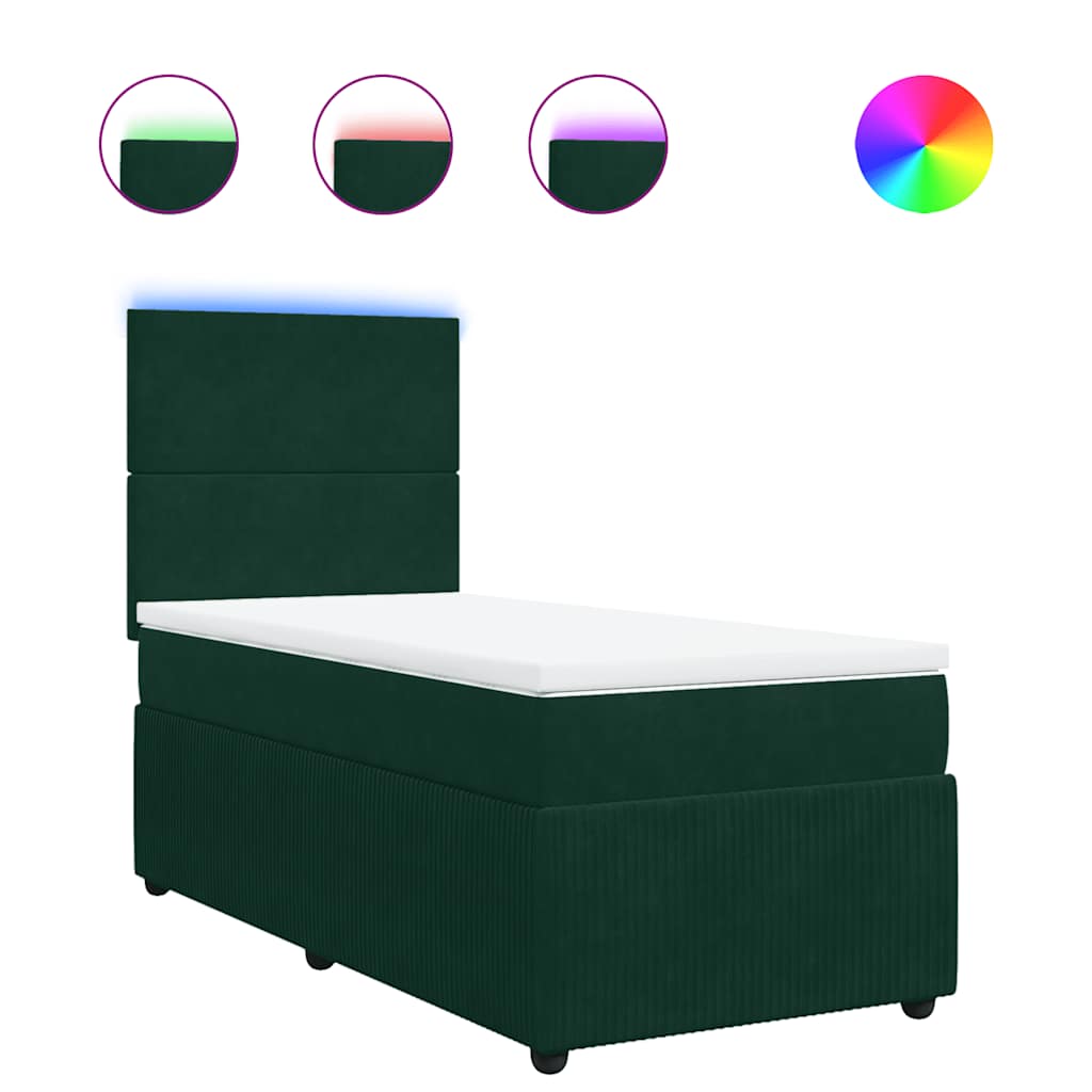 Box spring krevet s madracem tamnozeleni 90x200 cm baršunasti