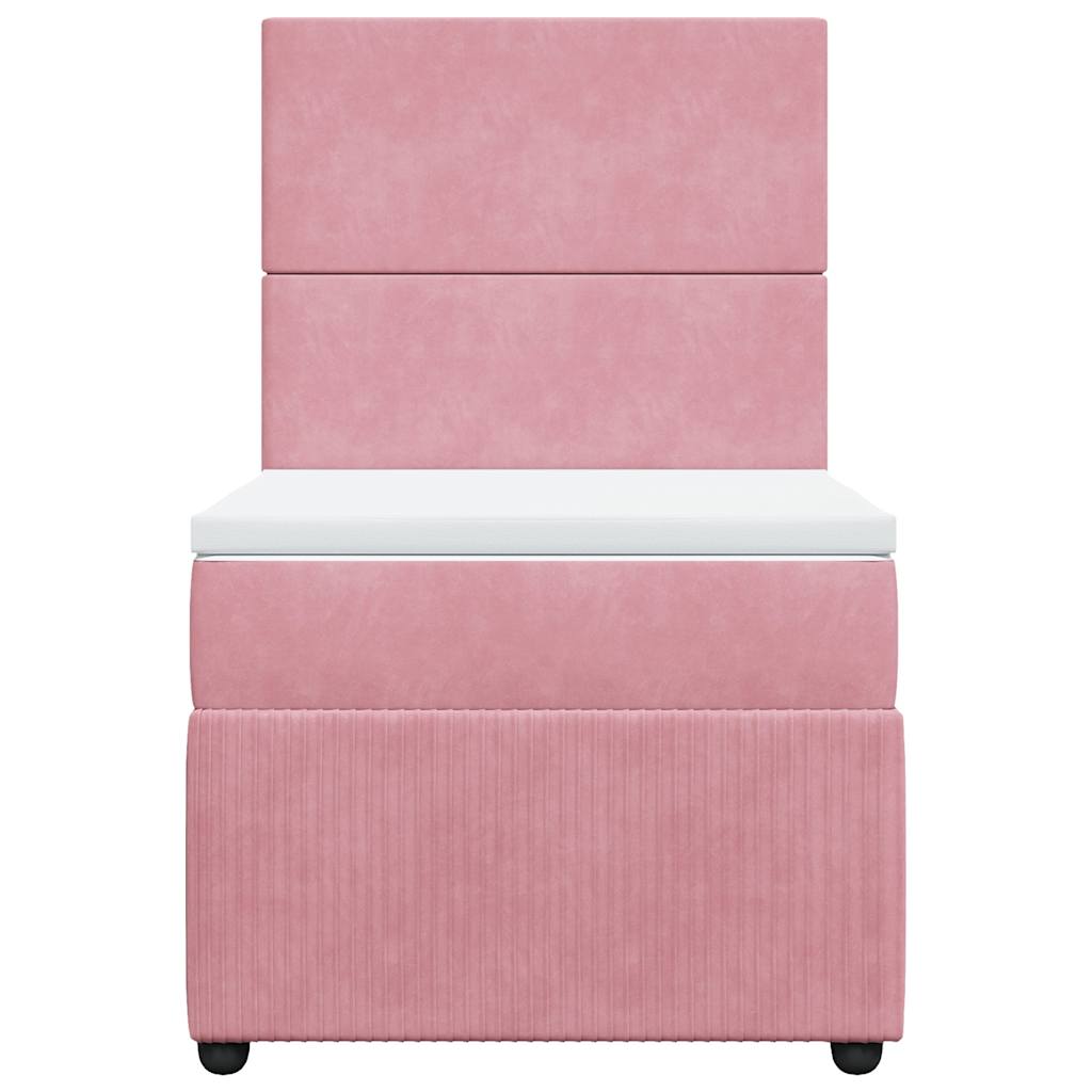 Box spring krevet s madracem ružičasti 90x200 cm baršunasti