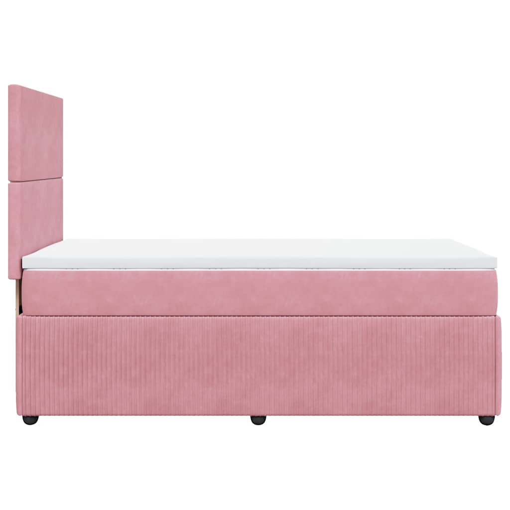 Box spring krevet s madracem ružičasti 90x200 cm baršunasti