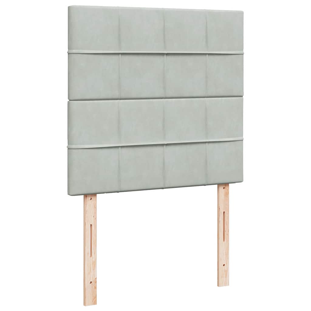 Box spring krevet s madracem svjetlosivi 90x190 cm baršunasti
