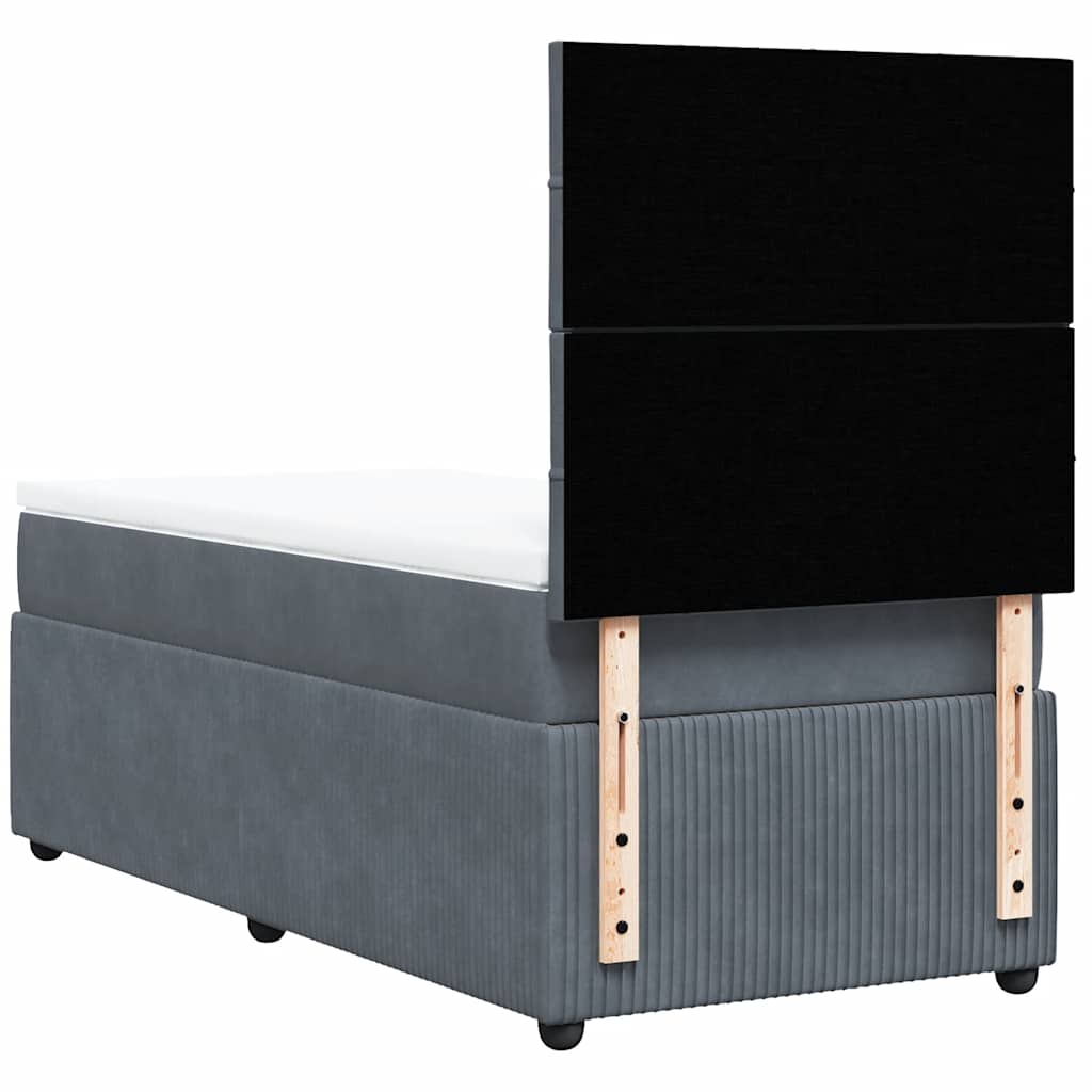 Box spring krevet s madracem tamnosivi 90x200 cm baršunasti