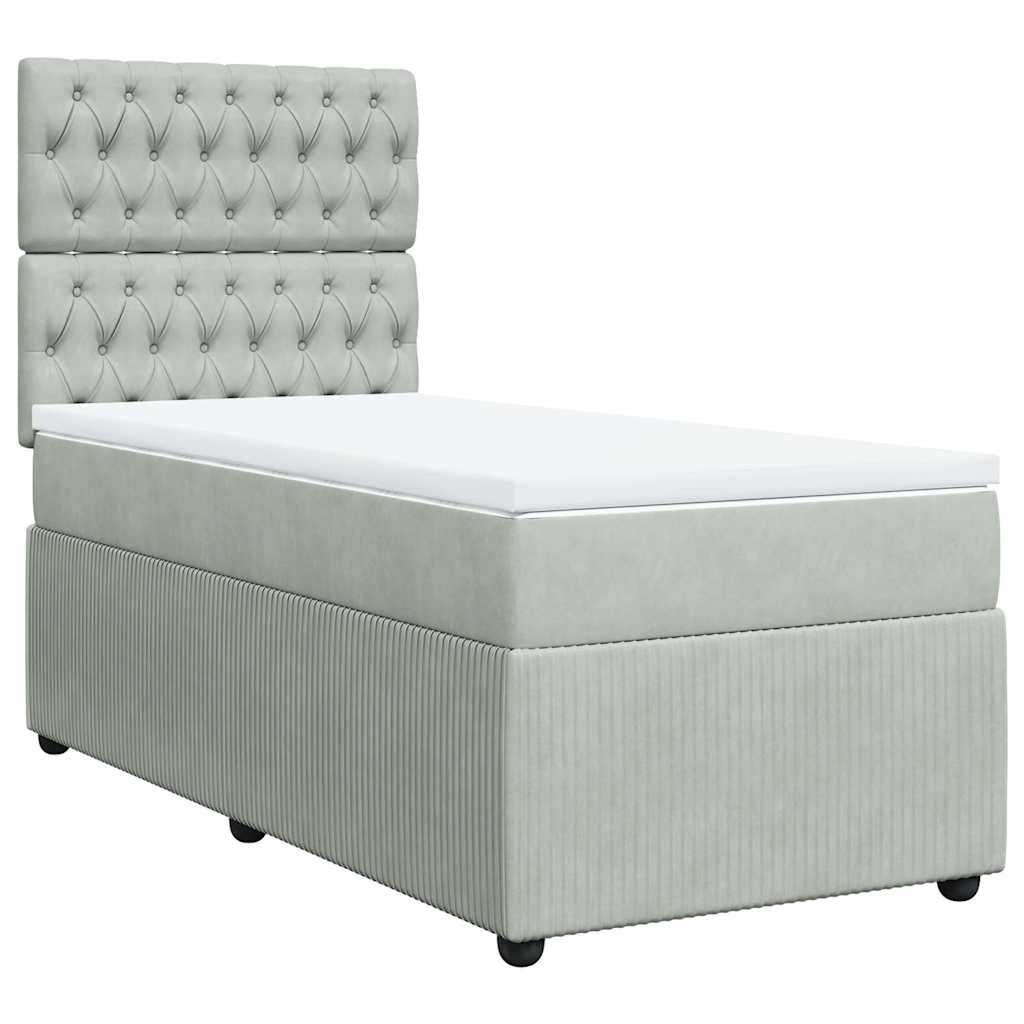 Box spring krevet s madracem svjetlosivi 90x190 cm baršunasti