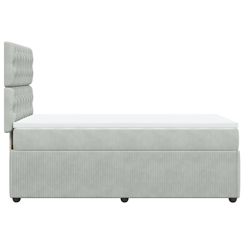 Box spring krevet s madracem svjetlosivi 90x190 cm baršunasti