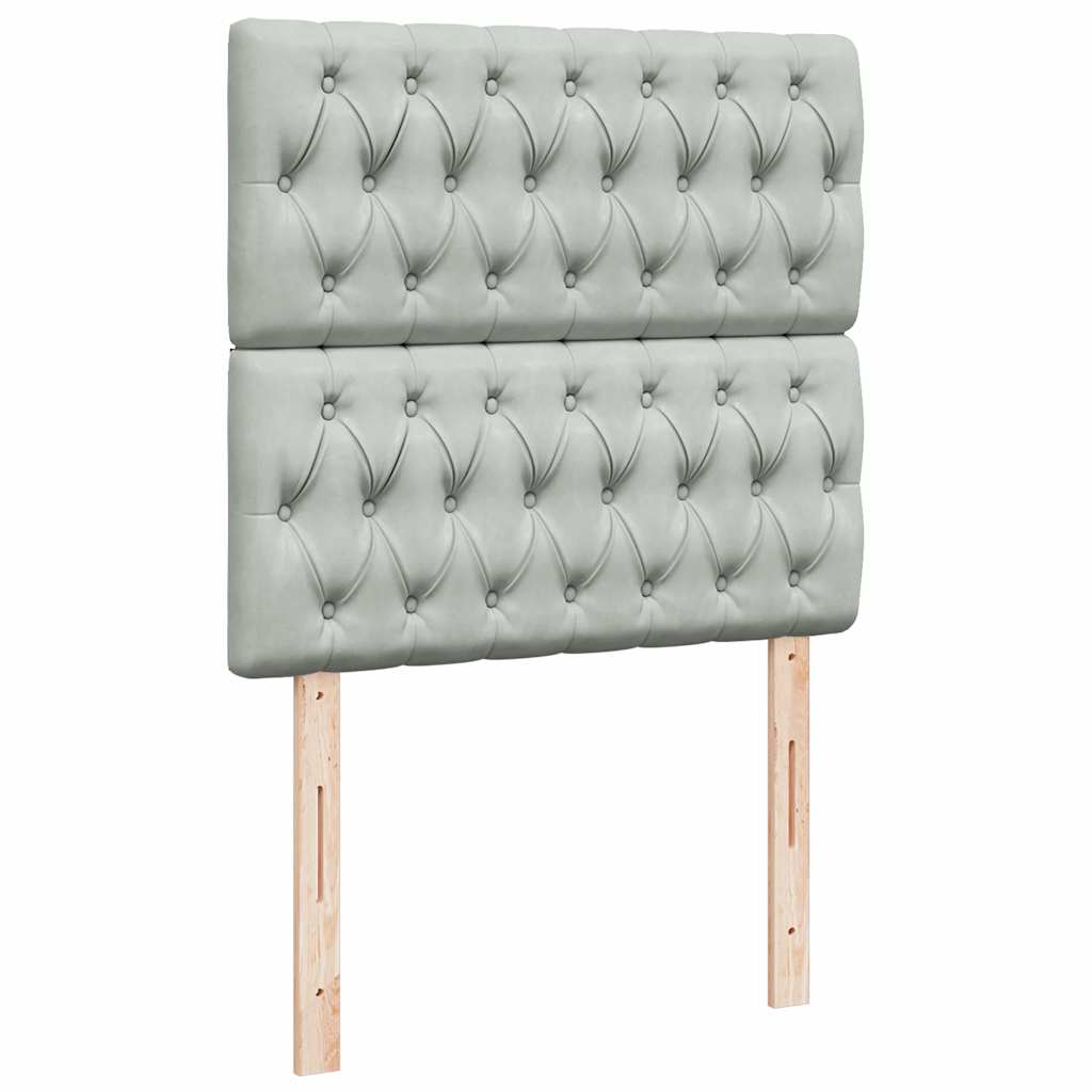 Box spring krevet s madracem svjetlosivi 90x190 cm baršunasti