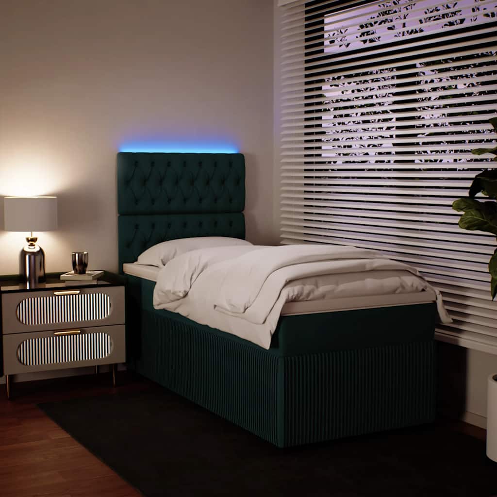 Box spring krevet s madracem tamnozeleni 90x200 cm baršunasti