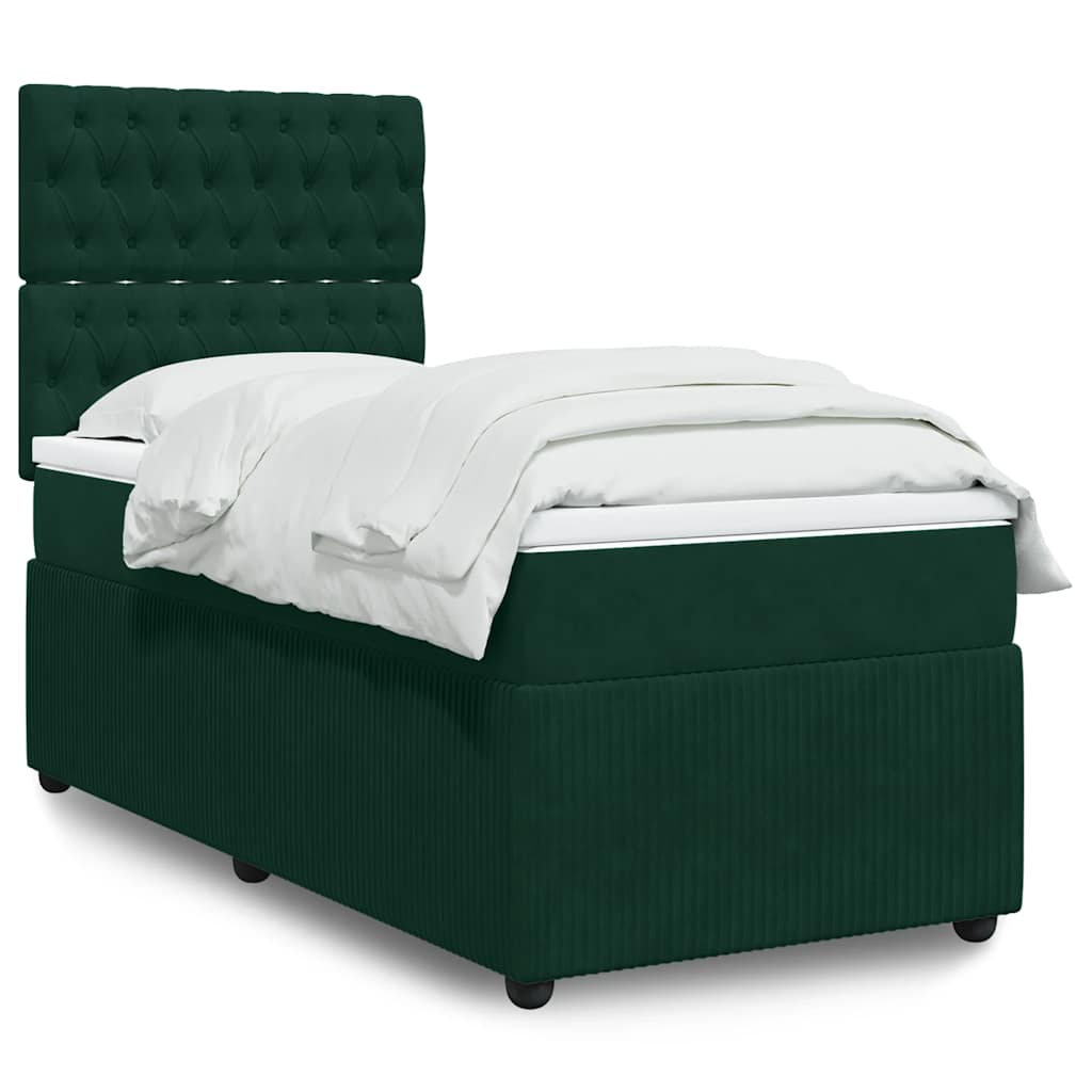 Box spring krevet s madracem tamnozeleni 90x200 cm baršunasti