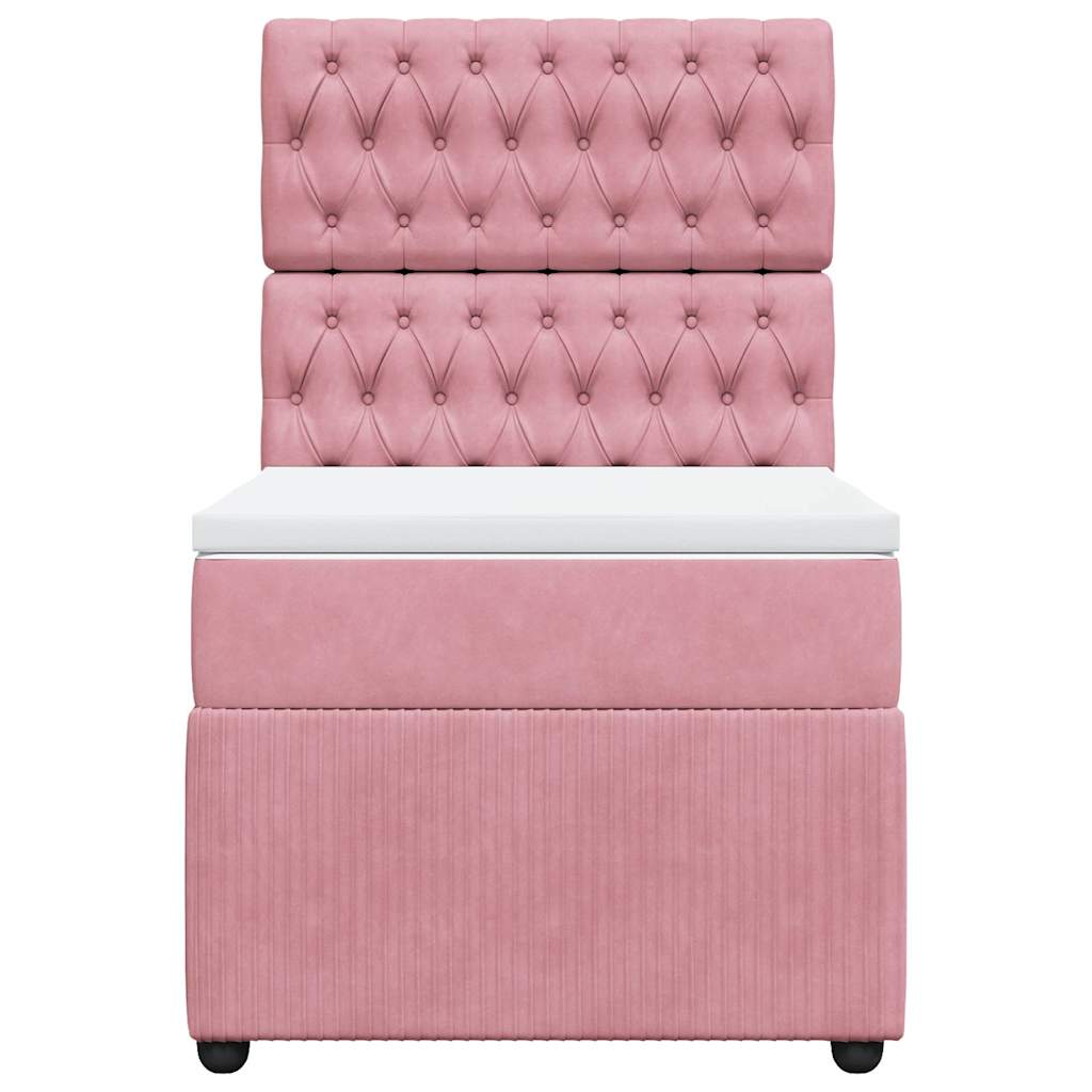 Box spring krevet s madracem ružičasti 90x200 cm baršunasti