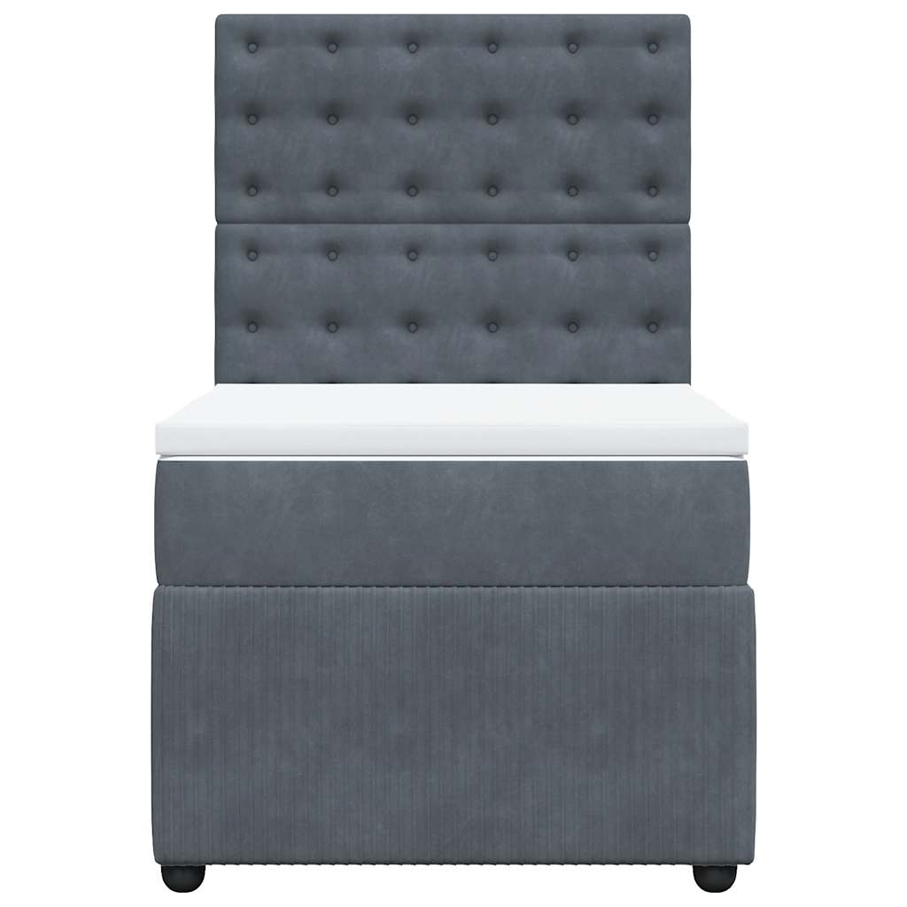 Box spring krevet s madracem tamnosivi 90x200 cm baršunasti