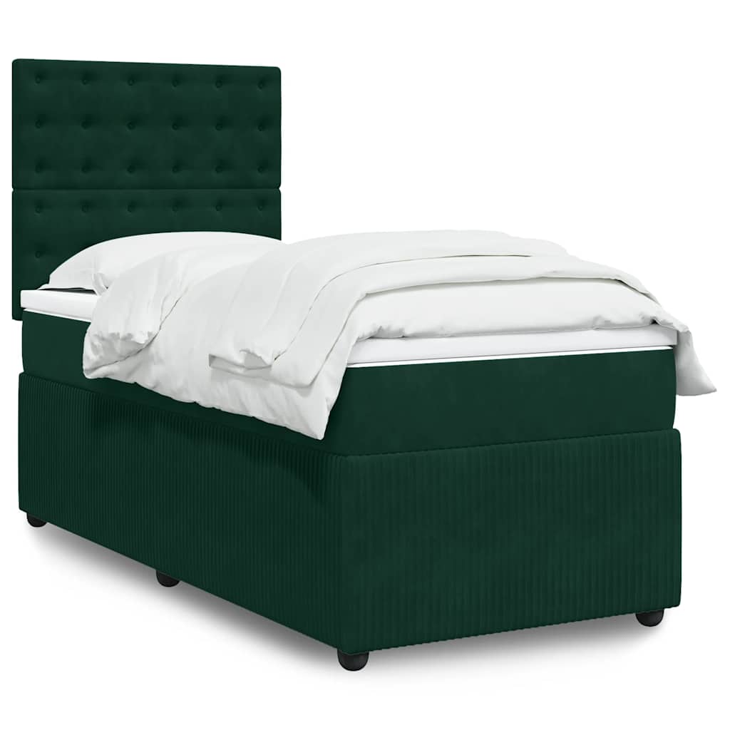 Box spring krevet s madracem tamnozeleni 90x200 cm baršunasti