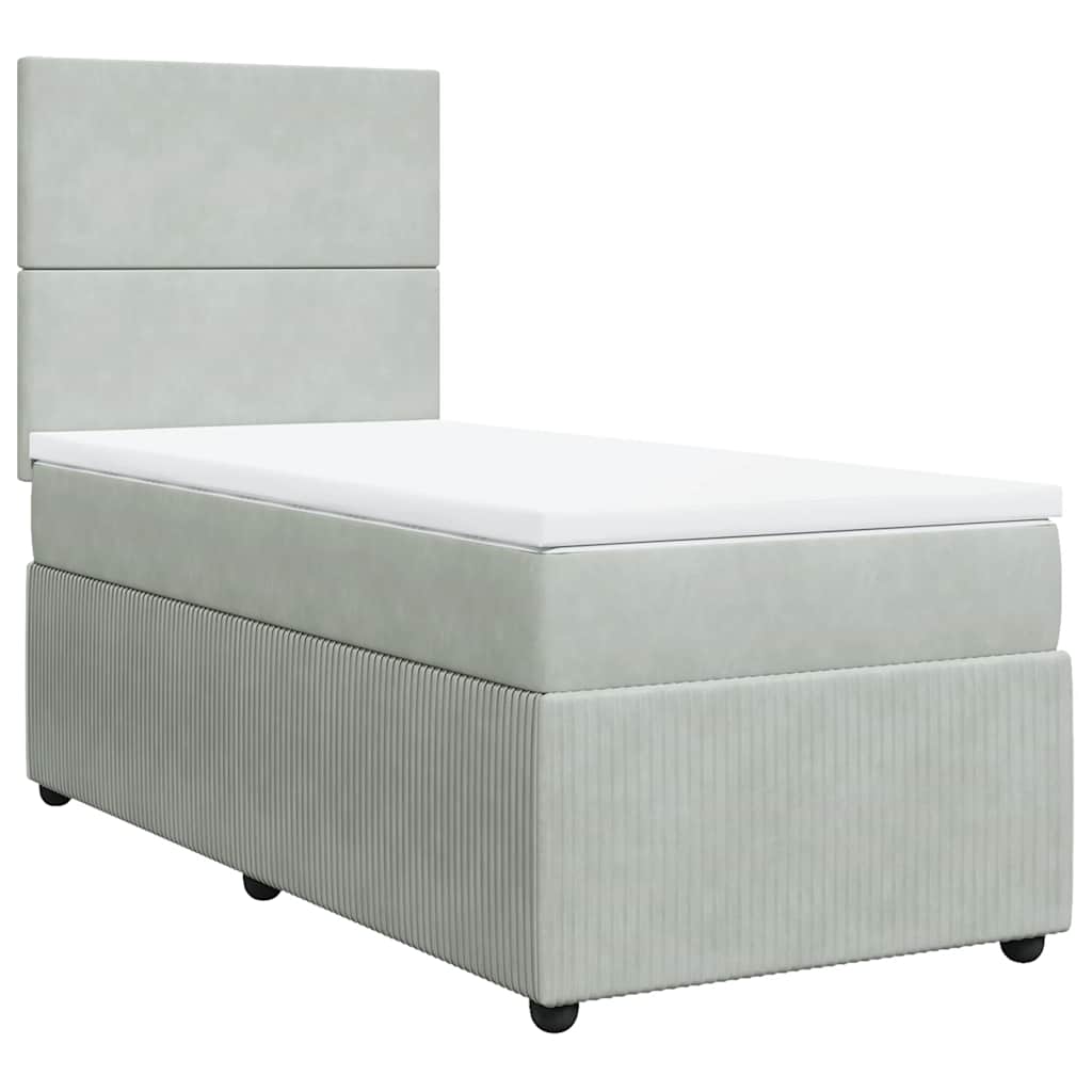 Box spring krevet s madracem svjetlosivi 100x200 cm baršunasti